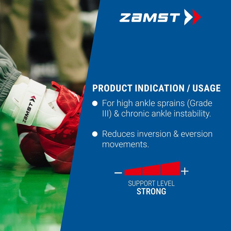 Zamst A2-DX White Ankle Brace for Sports - Breathable Sports Ankle Support for Men and Women with Guard Stabilizers for High-Grade Ankle Sprain - Left, Medium