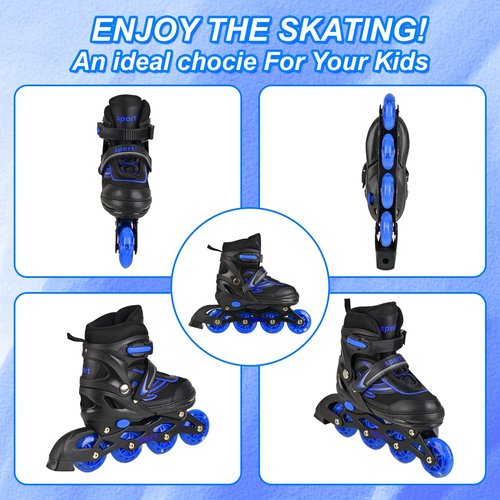 Adjustable Boys Inline Skates for Kids Adults with Full Illuminating Wheels, Outdoor Blades Roller Skates for Girls and Boys, Men and Women