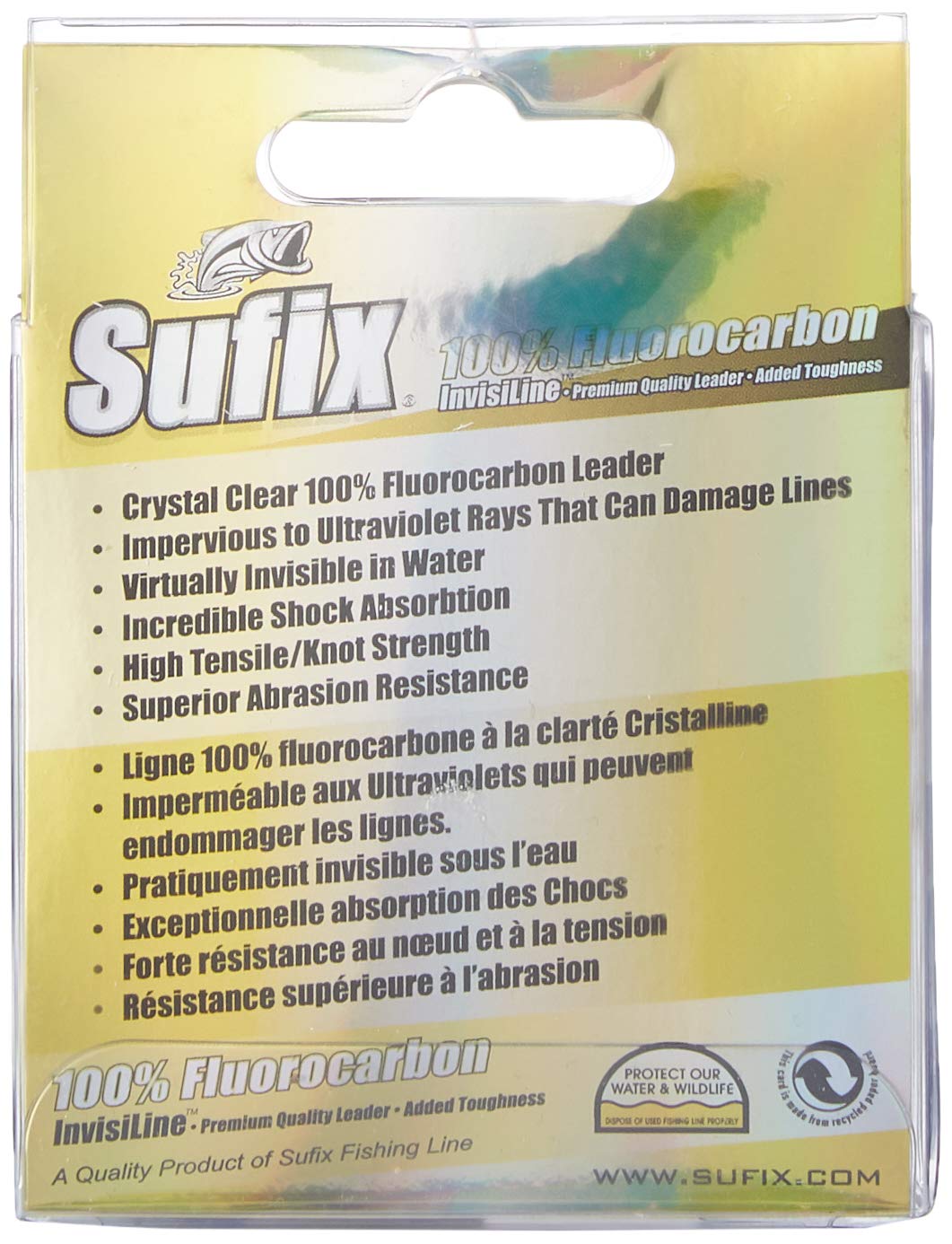 Sufix Invisiline Fluorocarbon Leader 33-Yards Leader Wheel Fishing Line (Clear, 8-Pound) (681-008)