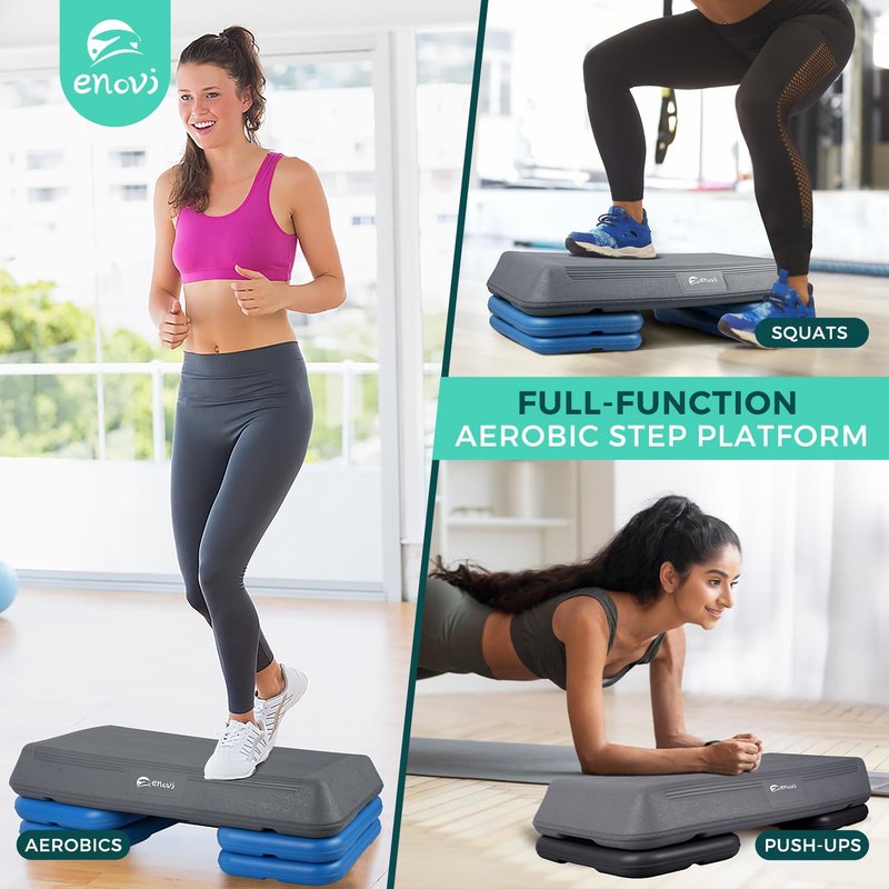 Enovi Exercise Step Aerobic Step Platform, Exercise Step Platform, Step Up Exercise Platform (Gray)