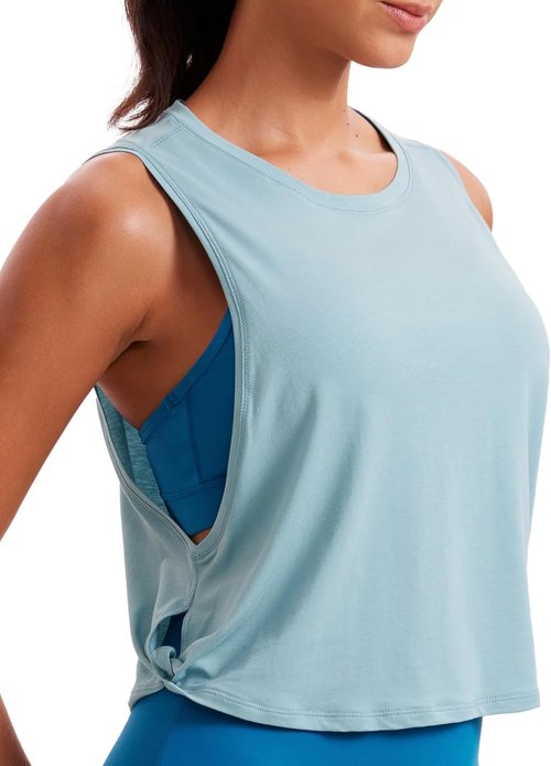 CRZ YOGA Pima Cotton Tank Tops for Women - Loose Fit Sleeveless Workout Shirts | Athletic Yoga & Running