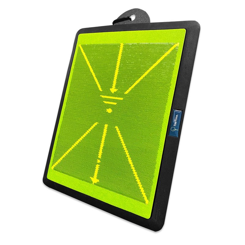 TeeTime Golf Practice Mat - Patent Pending - Dual-Tone Sequin Design - Ideal for Indoor/Outdoor Golf Training - Includes Carry Clip (Green)