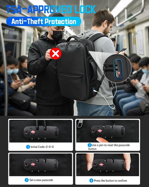 Zurligi Vacuum Backpack for Travel with Pump, 30-70L Expandable Vacuum Seal Compression Backpack, Casual Daypack, TSA-Lock(Vacuum Carry-On, Black)