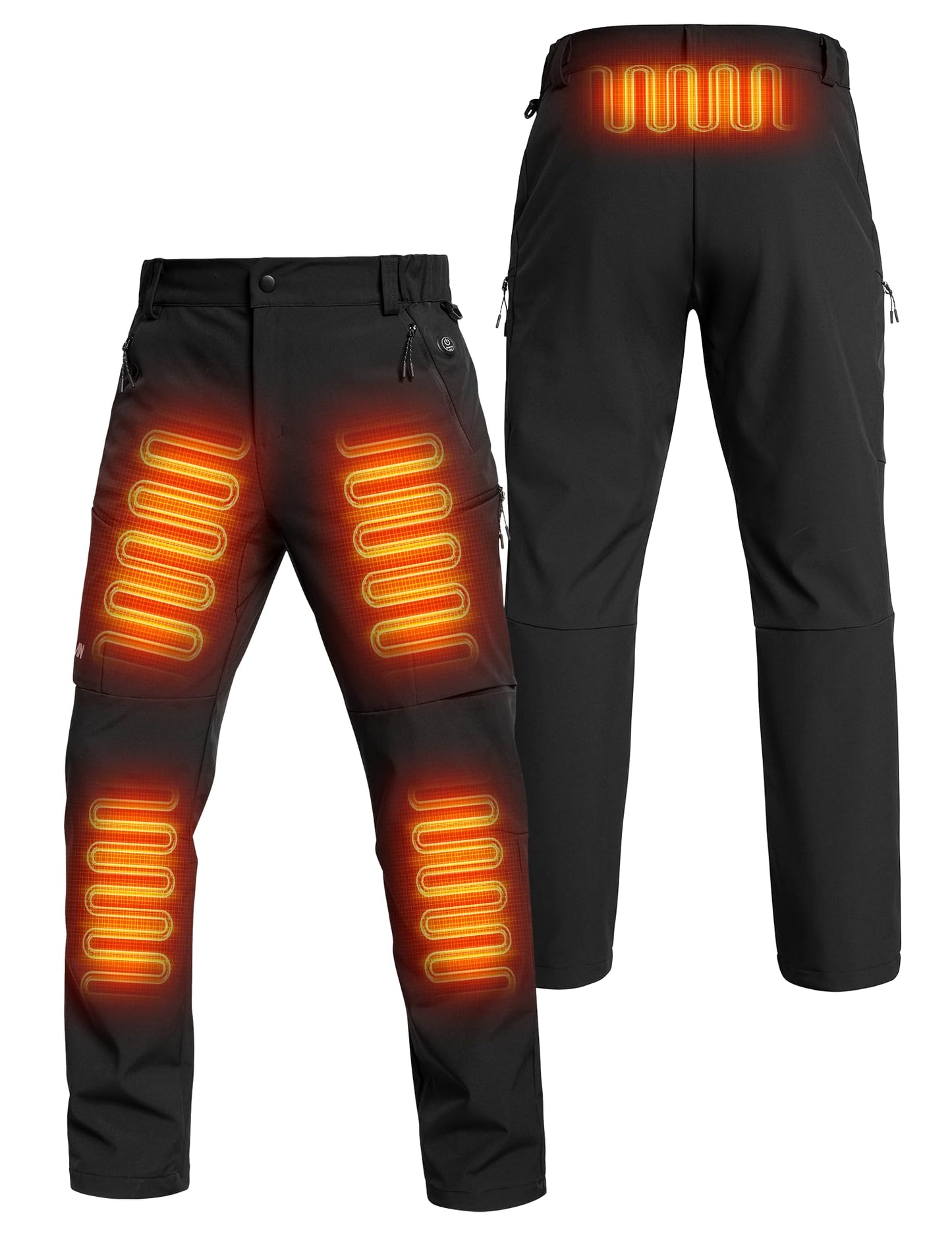 ANTARCTICA GEAR Heated Pants for Men, with 12V/15000mAh Battery, 5-Zone Heating Softshell Outdoor Trousers Hiking Pants Black
