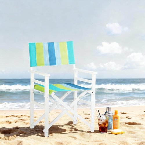 Bonnlo Folding Camping Chair Set of 2 - Sturdy Wooden Frame & Beige Canvas | Durable Portable Design