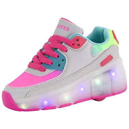 Kids Roller Skate Shoes with Single Wheel Shoes Sport Sneaker 7 Colors 11 Modes LED