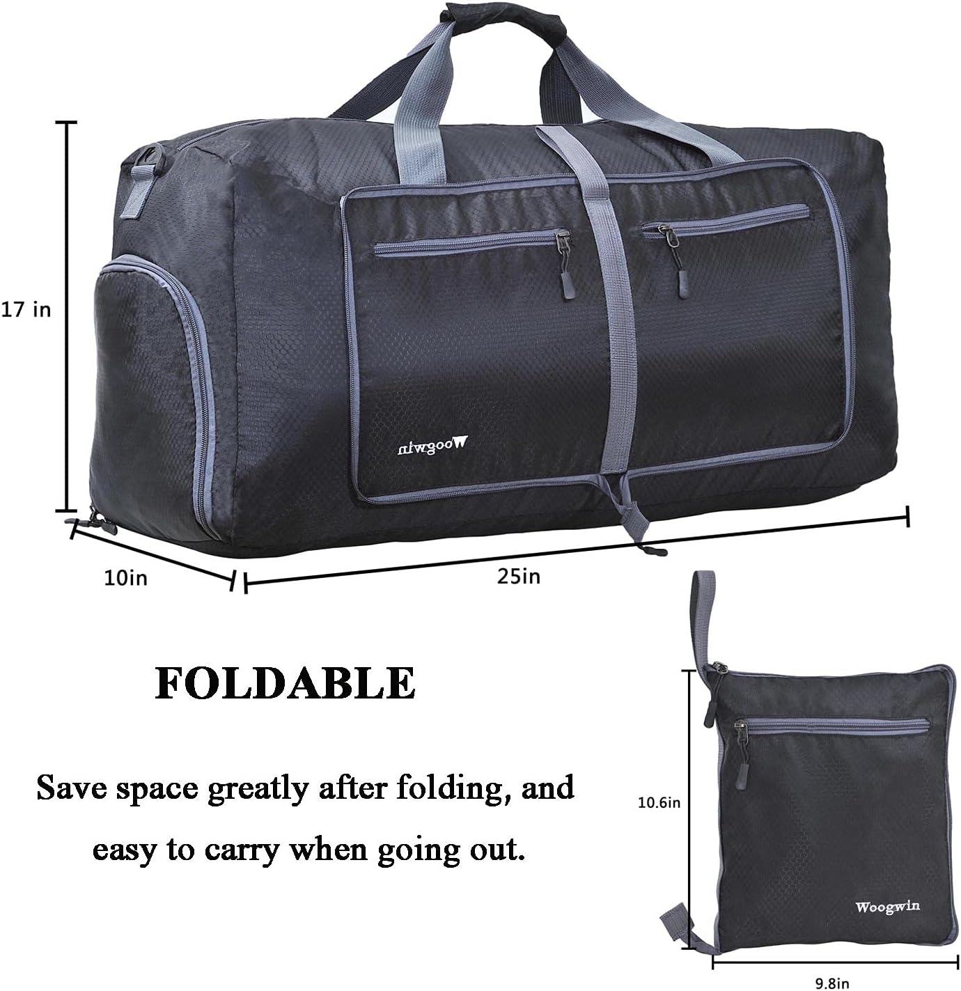 Woogwin Travel Duffel Bag Large Foldable Waterproof Overnight Bag for Beach Swim Bags Pool Sports Gym