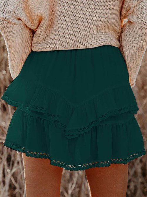 Aoudery Flowy Shorts - High Waist Casual Boho Ruffle Skorts for Women | Perfect for Golf & Tennis