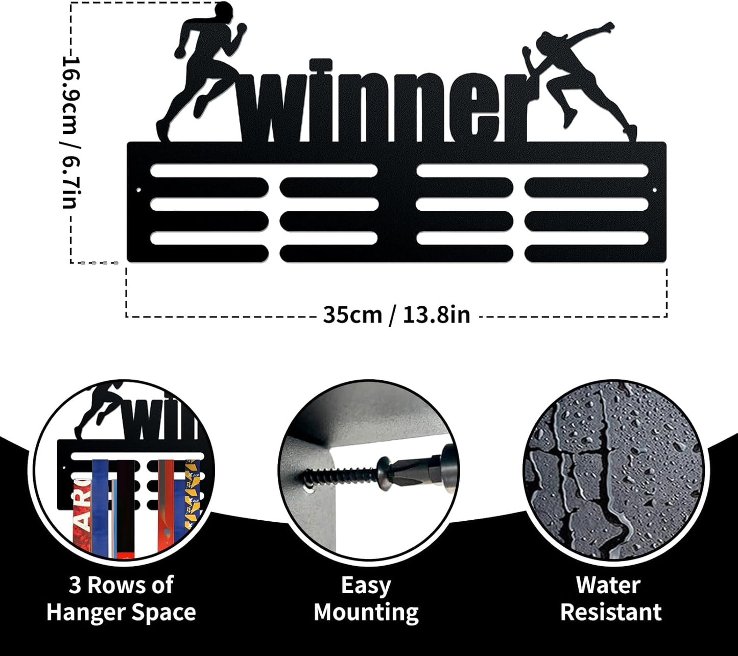 Premium Wall Mount Medal Display Rack - Sports Medal Holder for Athletic Achievements | Stylish Design
