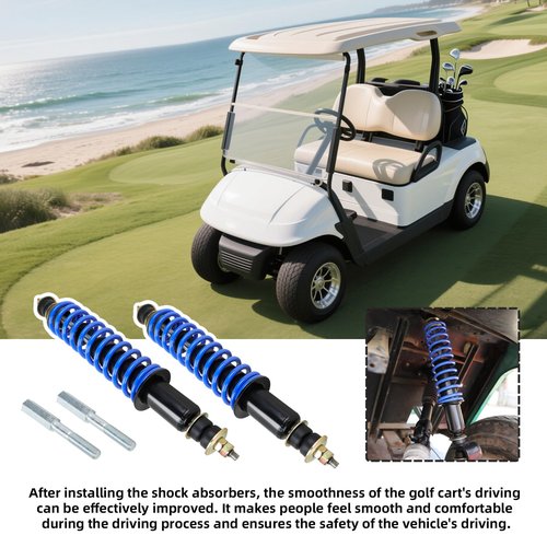AIPSET Golf Cart Shock Absorber Compatible with EZGO TXT/Medalist 1994-up, TXT Shocks with Extenders, Front Rear Coil Over Heavy Duty Shock, OEM# 70928-G01, 70630-G01, 76418-G01, 2PCS, Blue