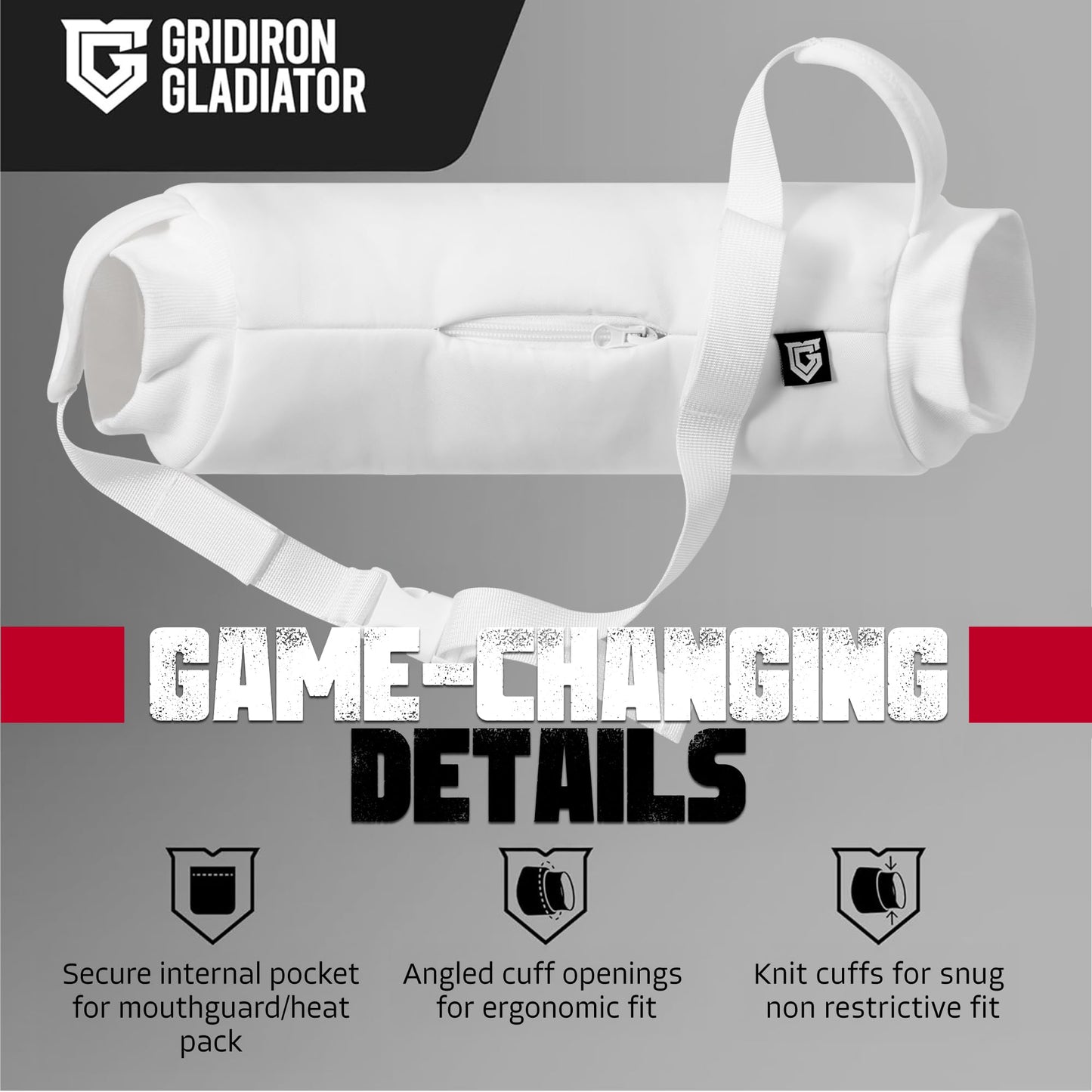 Gridiron Gladiator Football Handwarmer Pouch for Adults - Tactical Hand Muff Warmer - Warming Pouch for Cold Weather - White