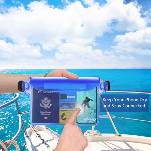 AiRunTech Waterproof Pouch - 2 Pack Waist Strap Beach Accessories | Keep Your Phone Safe & Dry for Boating, Swimming, Snorkeling, Kayaking, Pool & Water Parks