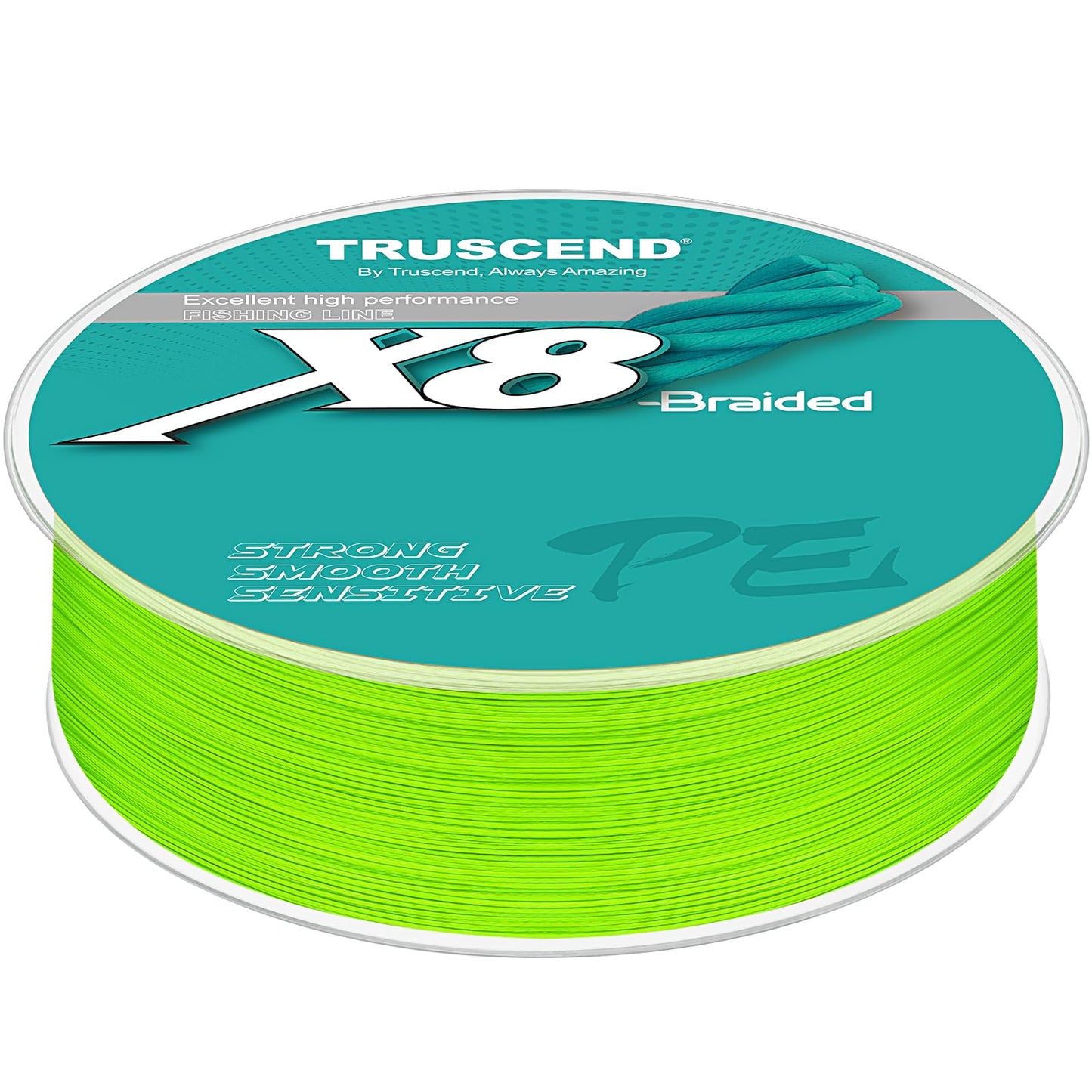 TRUSCEND X8 Braided Fishing Line, Upgraded Spin Braid Fishing Line, Smooth and Ultra Thin Braided Line, Fishing Wire Super Strength and Abrasion Resistant, No Stretch and Low Memory 15lb-300yds