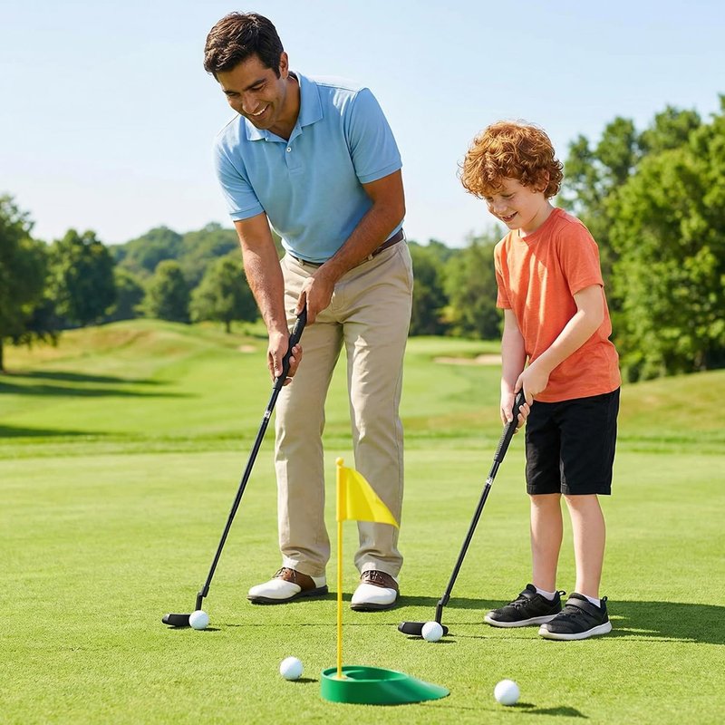 WIGERLON Adjustable Toddler Putter Compatible with Kids Adult Men and Women,Mini Golf Clubs Kids Putter 3-5,5-7,8-12,Mini Golf Set with 4 Golf Balls and A Cup with Flag