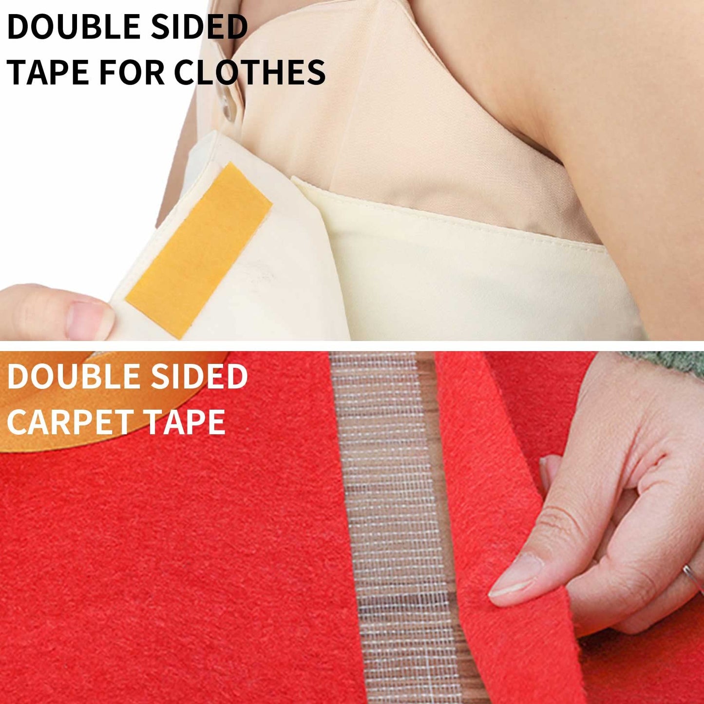 Birllaid Fabric Tape Multifunctional Double Sided Tape,Clear Tape for Clothes,Double Stick Carpet Tape Heavy Duty 1inchx66FT 20m High Stickness Strong 2 Sided Tape