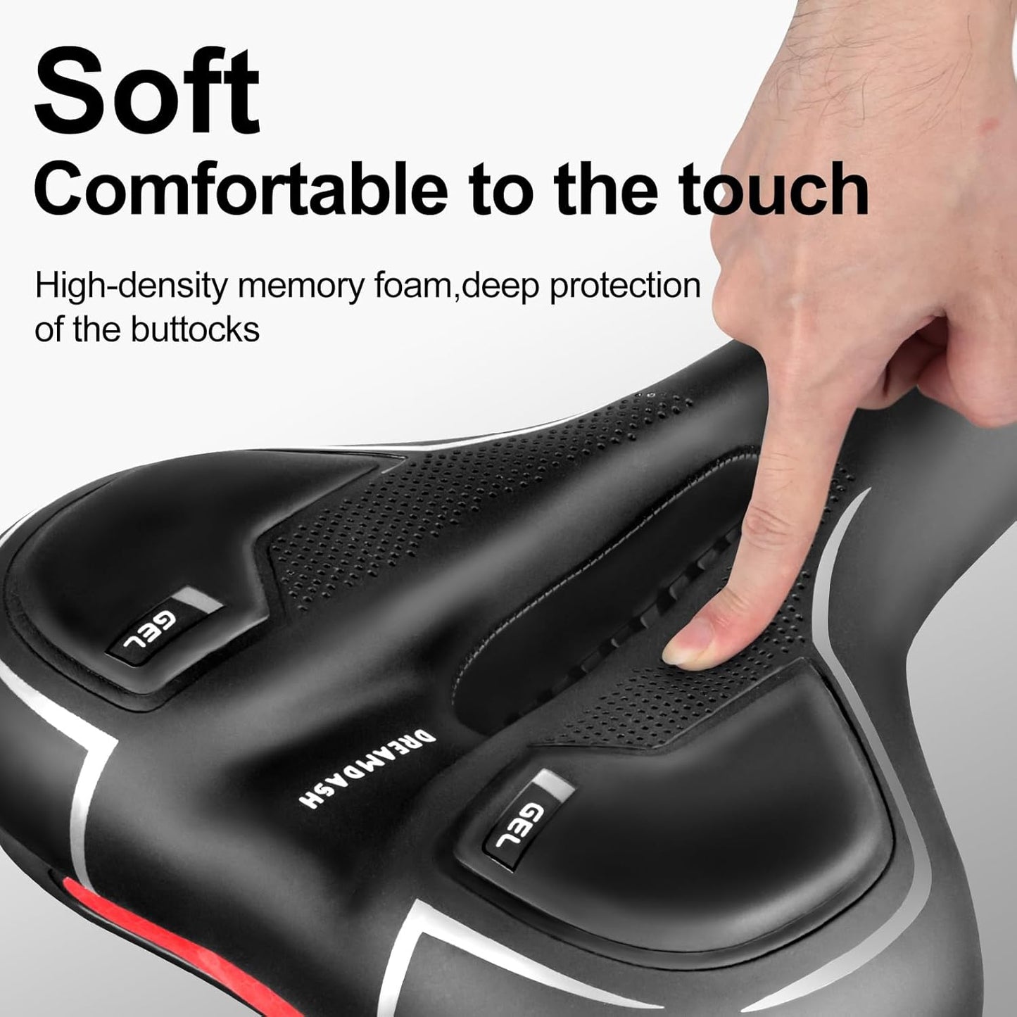 Skiennix Bicycle Saddle - Waterproof PU Trekking Seat with Shock-Absorbing Memory Foam | 25 x 21 cm
