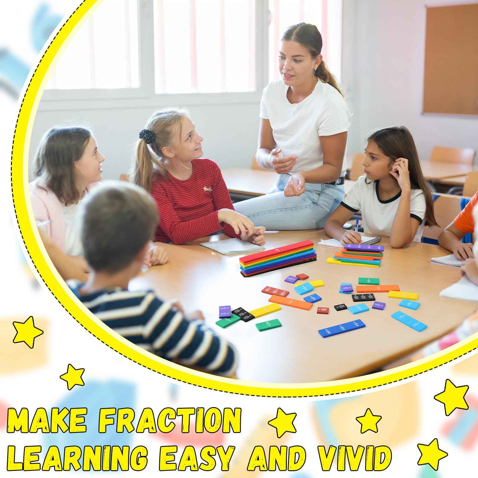 Sayglossy 24 Sets Fraction Tiles Sets for Math Fraction Manipulatives Montessori Math Materials EVA Foam Algebra Tiles Games for Classroom Teaching Aids, Homeschool Supplies