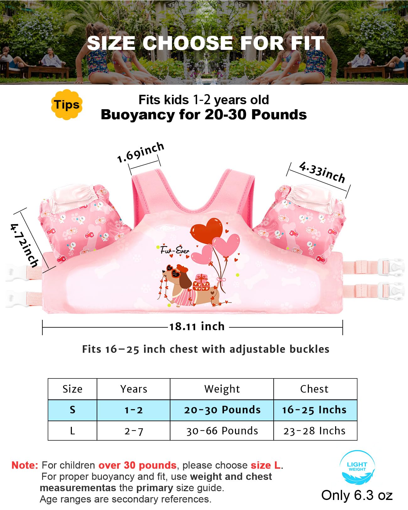 AEOCOO Puddle Float Jumper 20-30 Pounds, Toddler Swim Vest for 1-2 Years Old, Pool Floats with Swimming Arm Floaties Swim Jacket with Water Wings for Kids Swimmies, Boys, Girls, Niños, Puppy