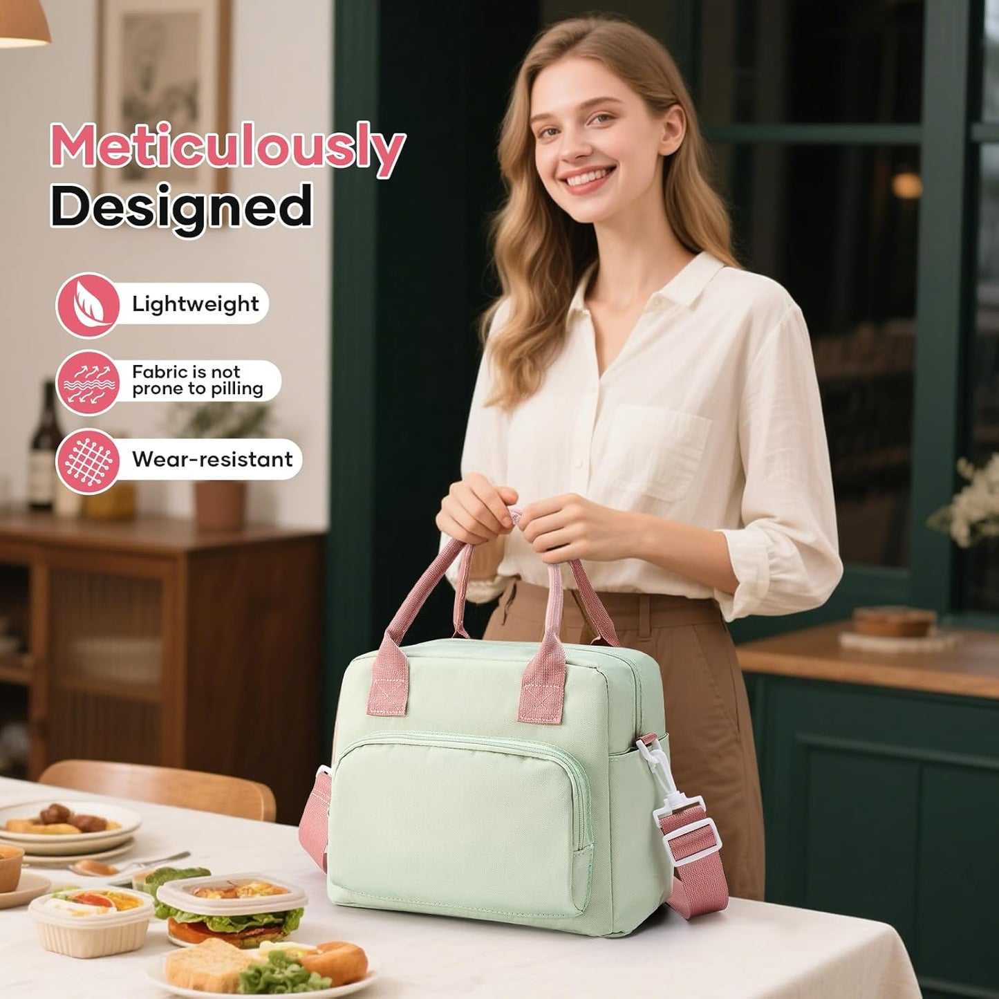 Regine Switzerland Insulated Lunch Bag - Cute Corduroy Tote for Work & Travel | Reusable Cooler Design
