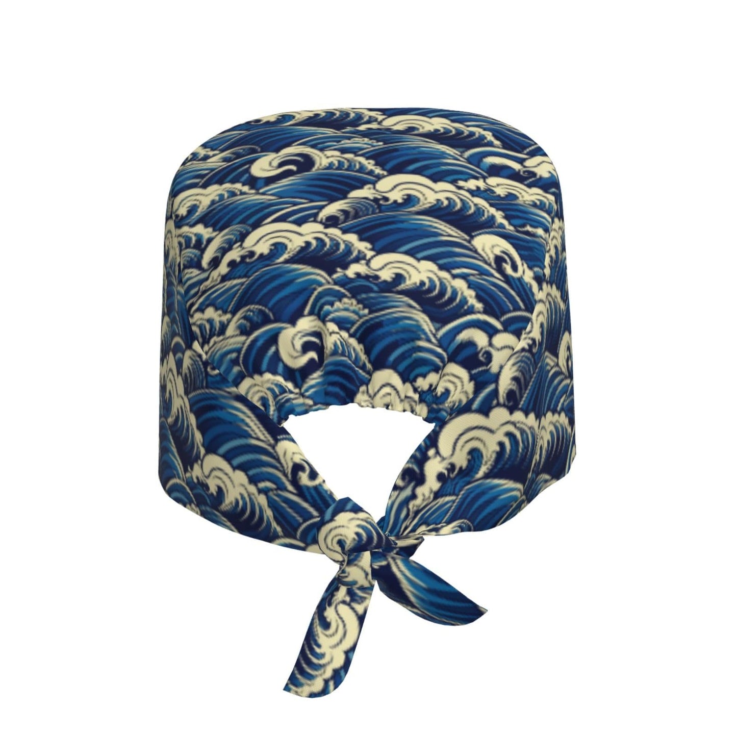 The Great Wave Off Kanagawa Japanese Working Cap for Women Men, Scrub Cap with Sweatband Adjustable, Unisex Tie Back Hat, Nurse Surgical Caps