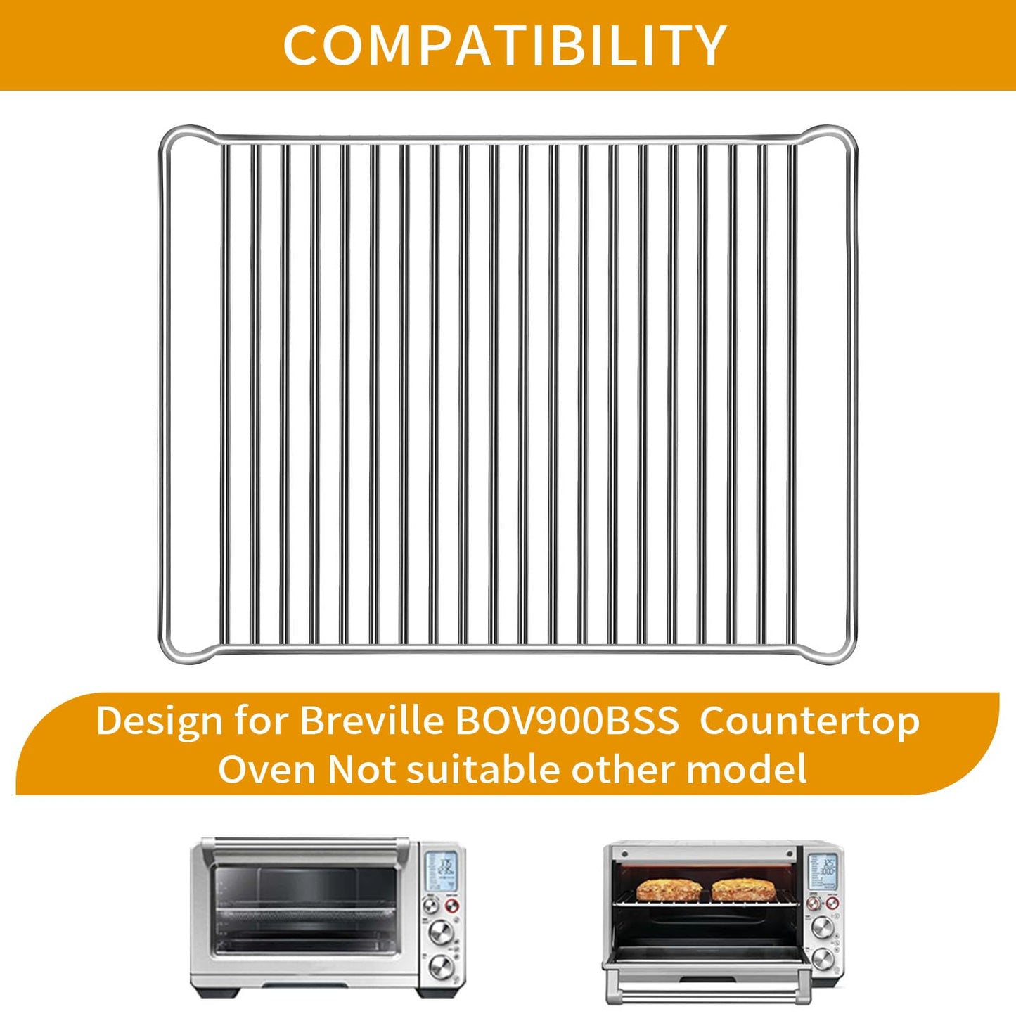 GWY Smart Oven Rack for Breville Air Fryer Countertop Oven BOV900BSS, 16''*12'' Stainless Steel Air Fryer Accessories Replacement Parts Roasting Steamer Grill Racks Baking Tray, Dishwasher safe