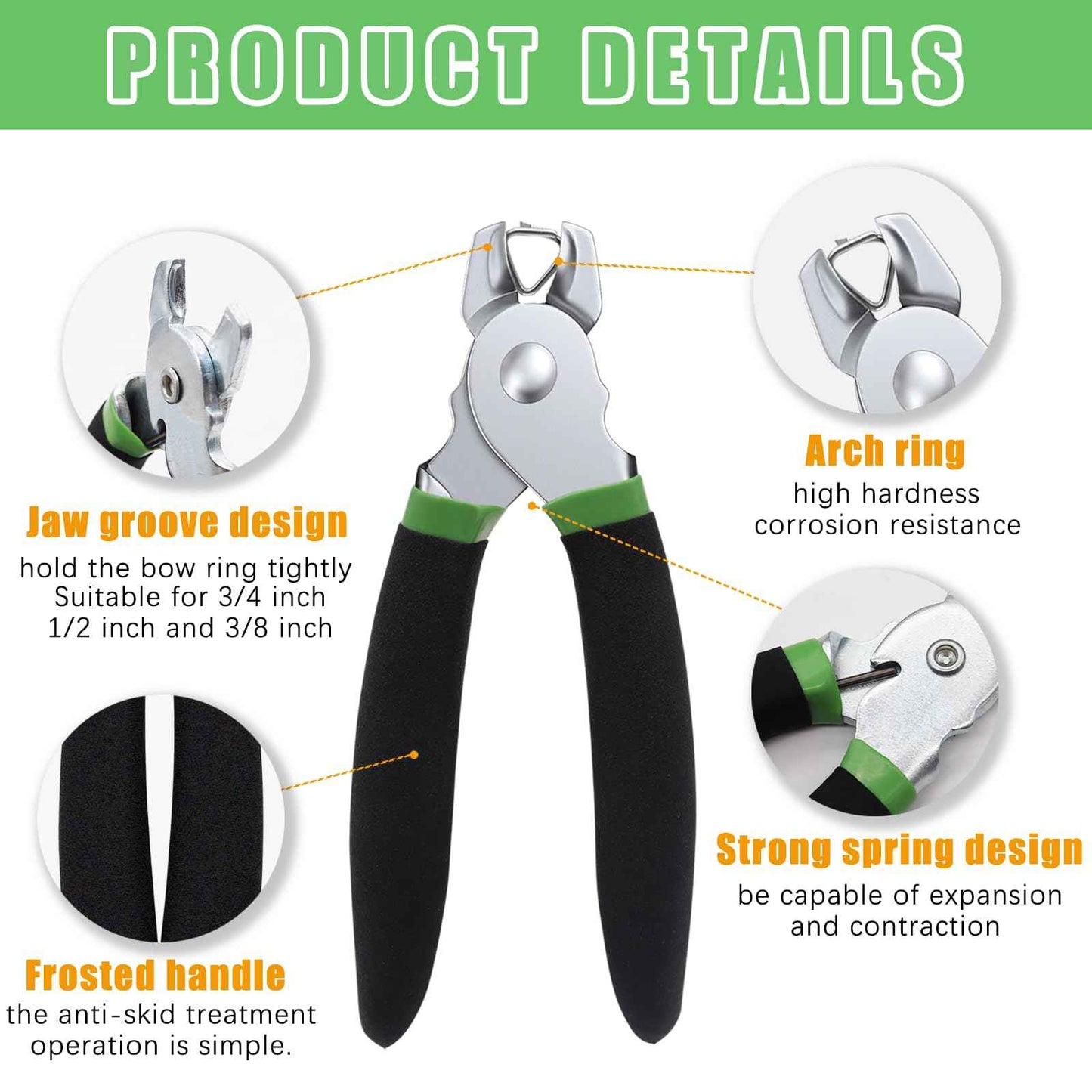 Ruibapa 620 Pcs Hog Rings with Straight Hog Ring Pliers Kit with Leather Tool Kit, 3/4" 1/2" 3/8 "Galvanized Hog Rings for Animal Pet Cages、Ropes、Bagging、DIY Craft、Furniture