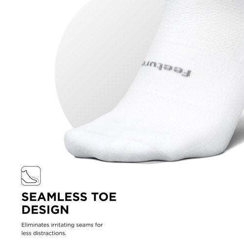 Feetures High Performance Max Cushion Quarter Tall Sock for Women & Men - Moisture-Wicking Athletic Socks - White - M (1 Pair)