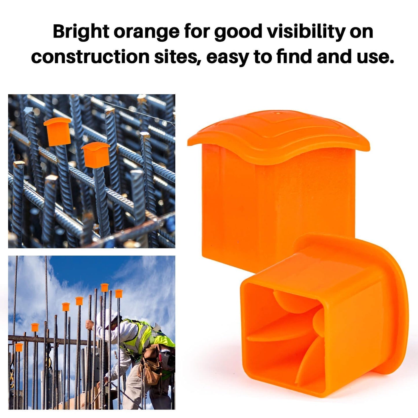 Sukh Rebar Caps - 30Pcs Orange Mushroom Safety Cover for T-Posts, Building Construction Protection Stakes - Plastic End Caps Fit #3-#7 Stake Sizes