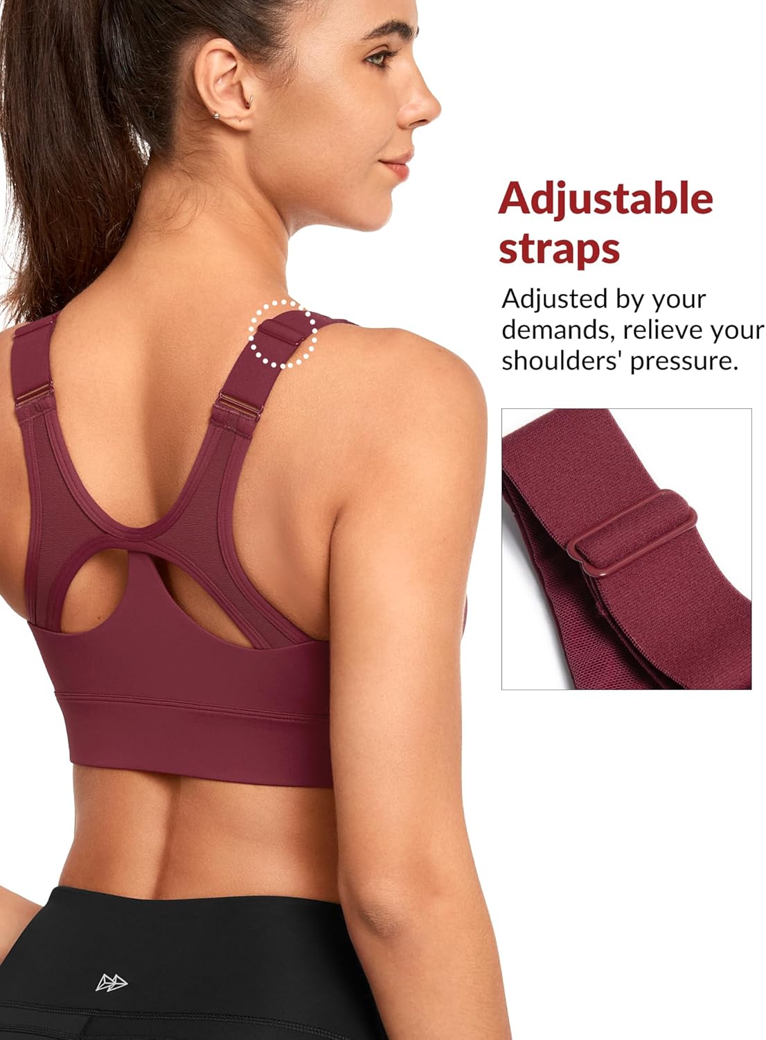 Yvette High Impact Sports Bra - Adjustable Front Zip Design for Supportive Comfort | Plus Size Available