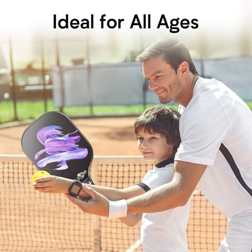 DOKOU Pickleball Paddles, Pickleball Paddle with Fiberglass Face and Polypropylene Honeycomb Core, Pickleball Paddle Set of 2 with 1 Bag and 4 Pickleballs