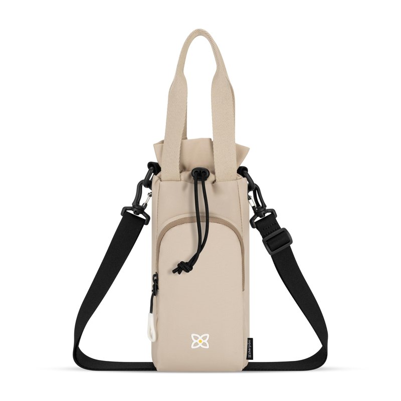 Sherpani Izzie, Water Bottle Holder with Adjustable Shoulder Strap, Hands-Free Crossbody Water Bottle Carrier Bag w/Phone Pocket, WaterBottle Tote for Women Walking, Hiking (Con Leche)