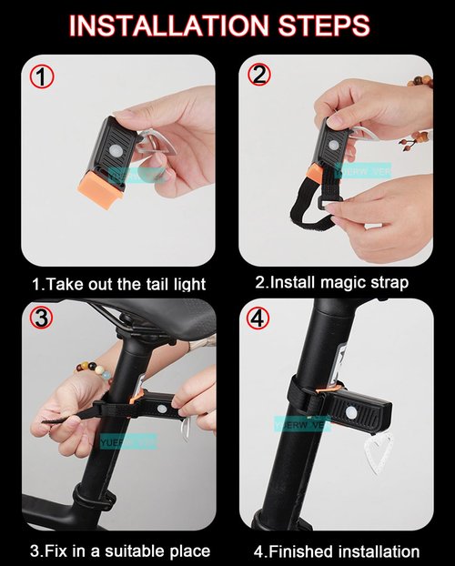 YUERWOVER Rechargeable Bike Tail Light LED Bicycle Rear Light Cycling Night Essential Bright Seat Back Safety Lamp Heart Shape 5 Modes Warning Waterproof Flash MTB Light for Men Women Kids(Heart)