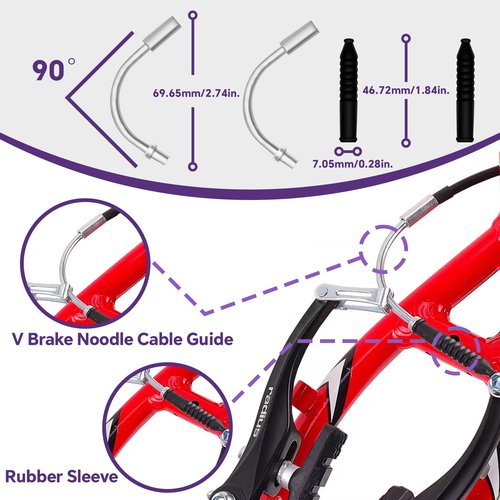 103PCS Universal Bike Brake Cable Kit with Stainless Steel Bike Cable Cutter, Bike Brake Cable and Shifter Cable for Mountain Road Bicycle Repair, Cable End Caps, C Buckles, V Brake Cable Guide Inside