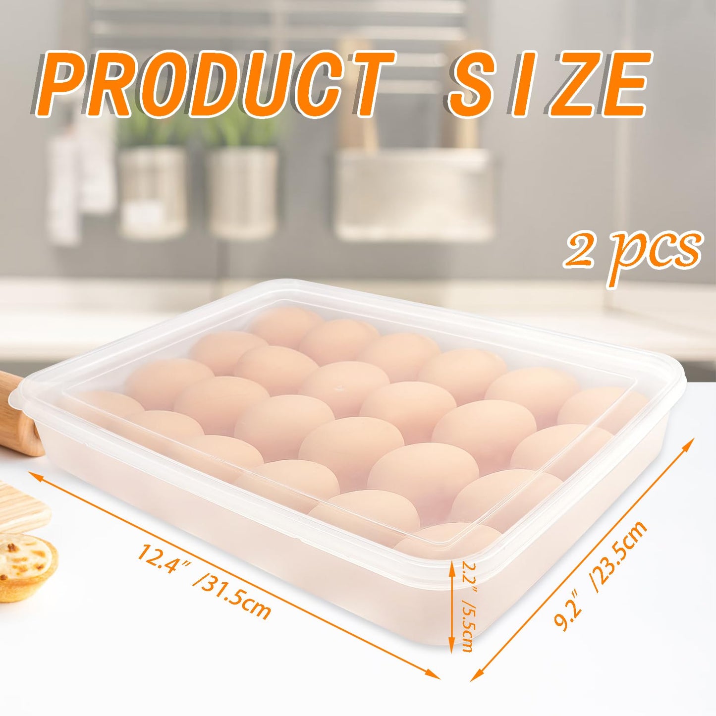 Qyyiguf 2 Pack Deviled Egg Containers with Lid,Clear Portable Storage Carrier Egg Holder,Stackable Plastic Egg Tray Carrier for Fridge,Kitchen,Keep Fresh(48 Eggs)