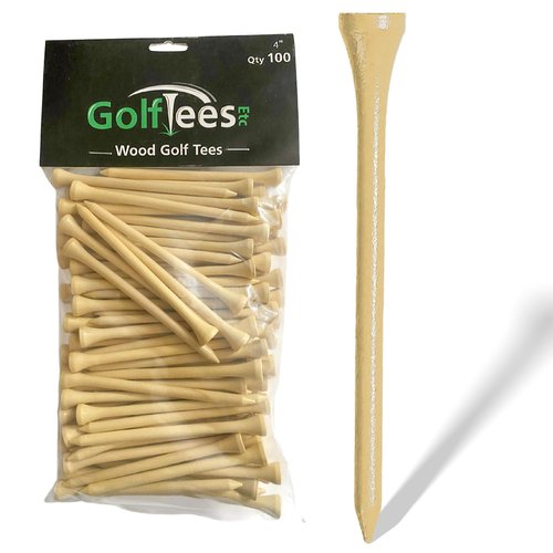 Wood Golf Tees 4" - Standard Golf Tees for Men and Women, Golf Accessories - 100 Pack (Natural)
