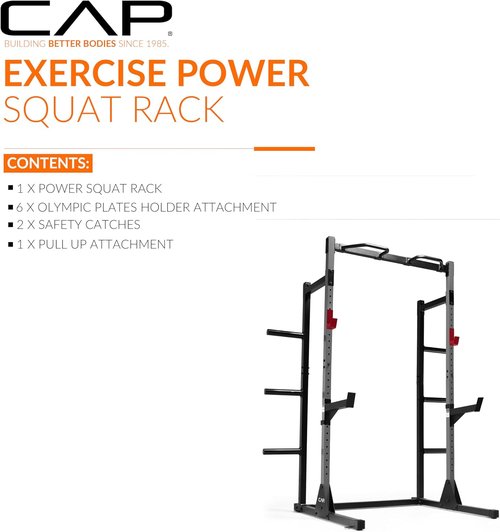 Cap Barbell Power Rack - Versatile Strength Training with Pull-Up Bar & Attachments | Multiple Colors