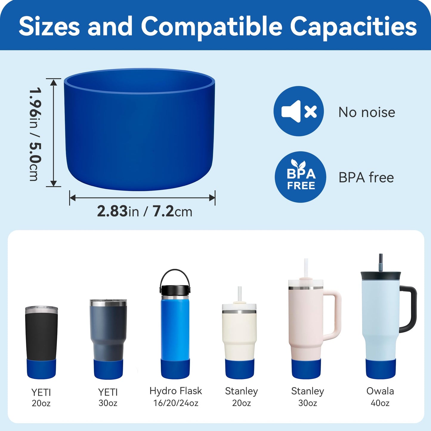 2Pcs Silicone Boot Protector for Owala 24/40oz Travel Tumbler, 12oz Bottle