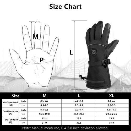 Heated Gloves 5V 6000mAh for Men Women- Rechargeable Heated Gloves with Finger & Handback Warming, Waterproof Thermal Electric Heating Gloves for Sports Cycling,Hiking,Hunting, Outdoor Work
