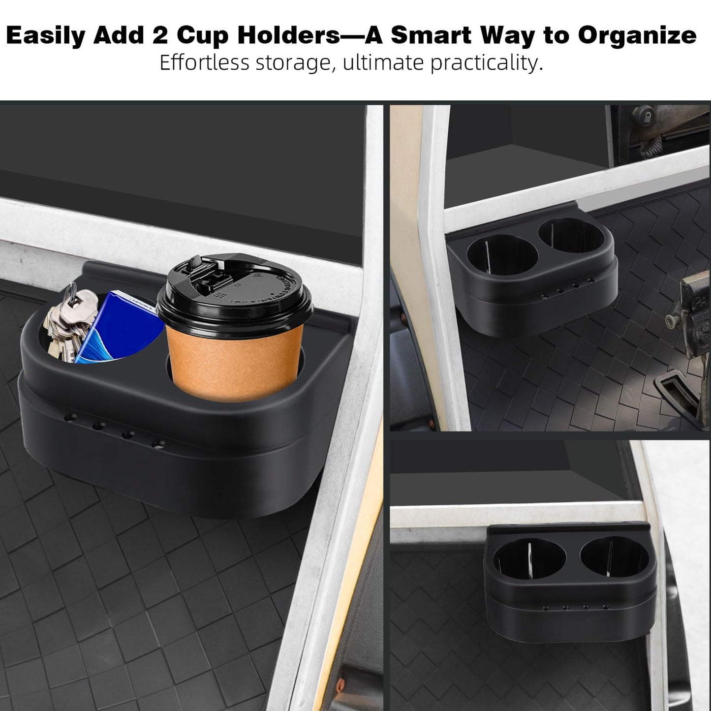 Roykaw Golf Cart Dual Cup Holder Compatible with Club Car DS 1993-Newer G&E Models, DS Cup Drink Holder, OEM# 1016811, 101708301, 2 Pack