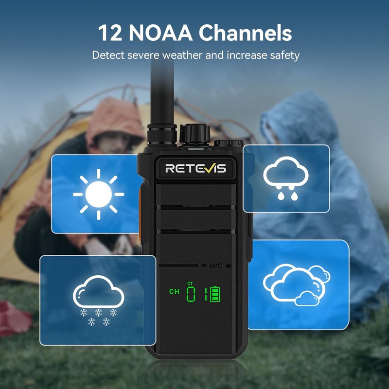 Retevis RB26H GMRS Radio Long Range,Professional Grade Two Way Radio,Hidden Display,Type-C,Built in NOAA Flashlight VOX,Easy to Pair,High Performance Walkie Talkie for Camping Road Trip (1 Pack)