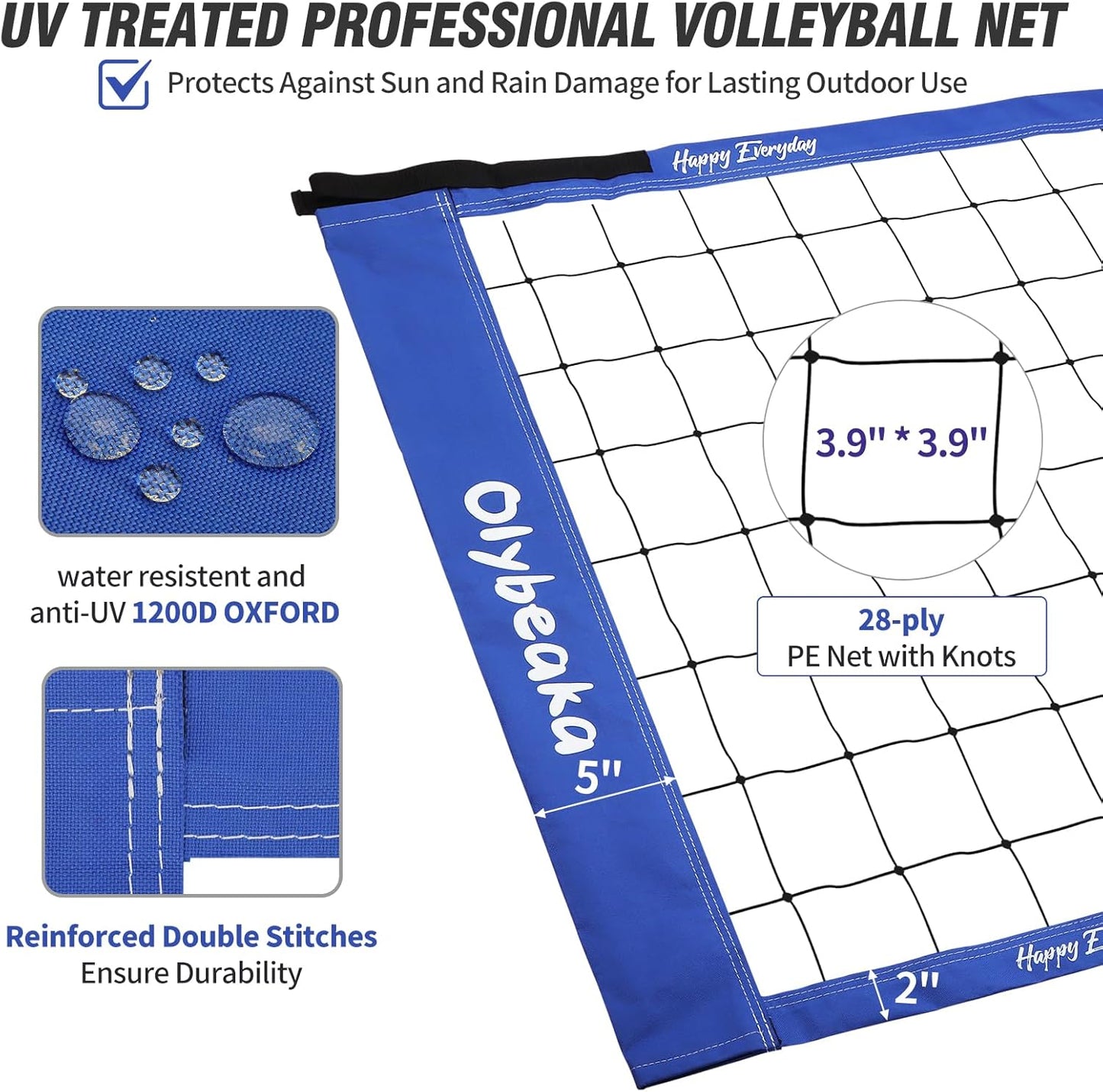 Skiennix 32ft Outdoor Volleyball Net Set - Adjustable Heavy Duty Poles, Durable Net & Accessories