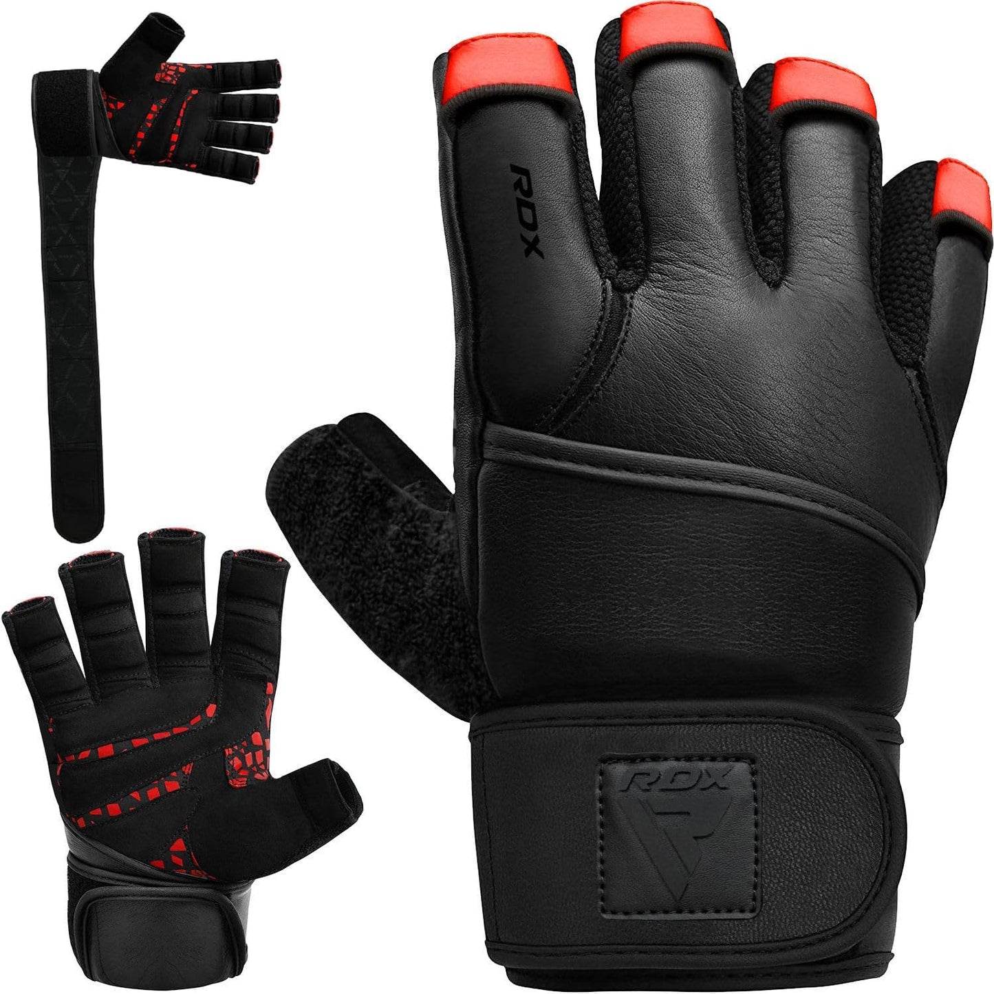 RDX Weight Lifting Gloves - Maya Hide Leather with 50CM Wrist Support | Full Palm Protection for Powerlifting & Bodybuilding