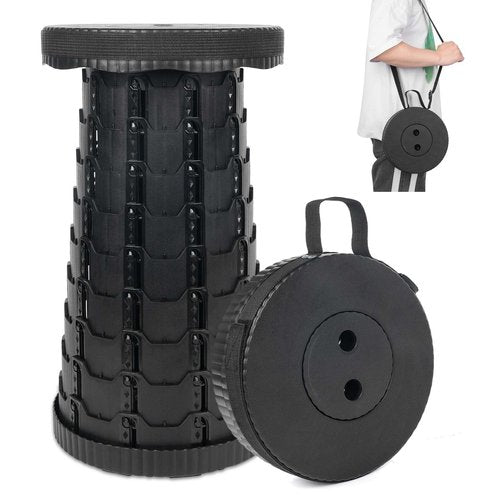 Tevaibo Collapsible Telescoping Portable Stool for Adults, Camping Stools, Upgraded Collapsible Folding Seats with Load Capacity 550lbs (Black)