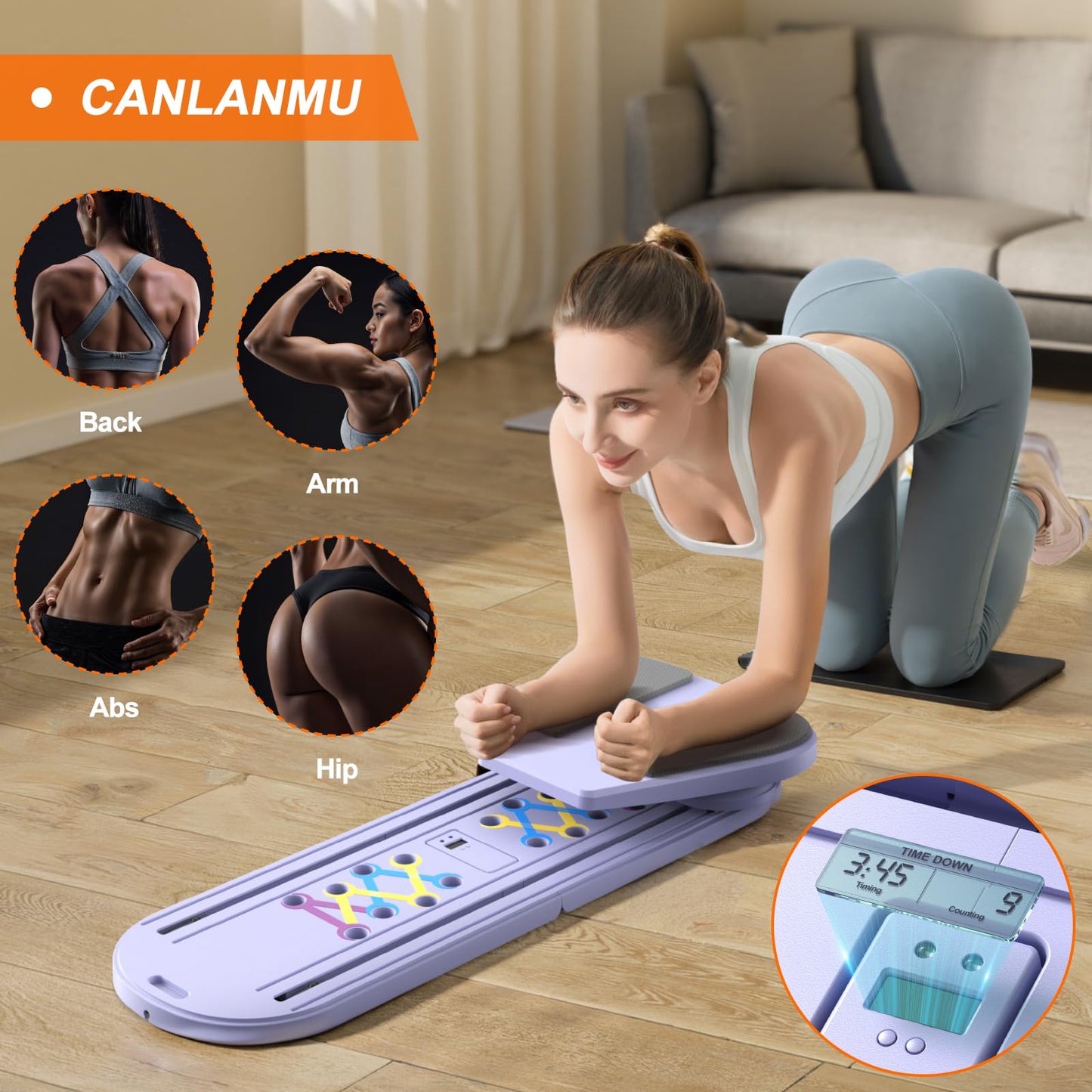 Pilates Board,Pilates Reformer Sets, Multifunctional Abdominal Pilates Board for Home Workout Equipment, Portable Foldable Ab Board Trainer Pilates Exercise Machine, Pilates Reformer Board for Women