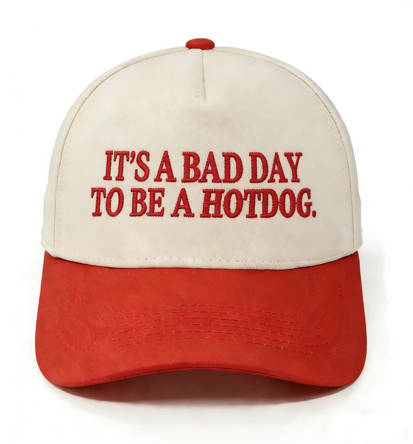It's a Bad Day to be a Hotdog.Adjustable hat Double-Color Baseball Cap Adjustable Embroidered Baseball caps Outdoor Hats (red)