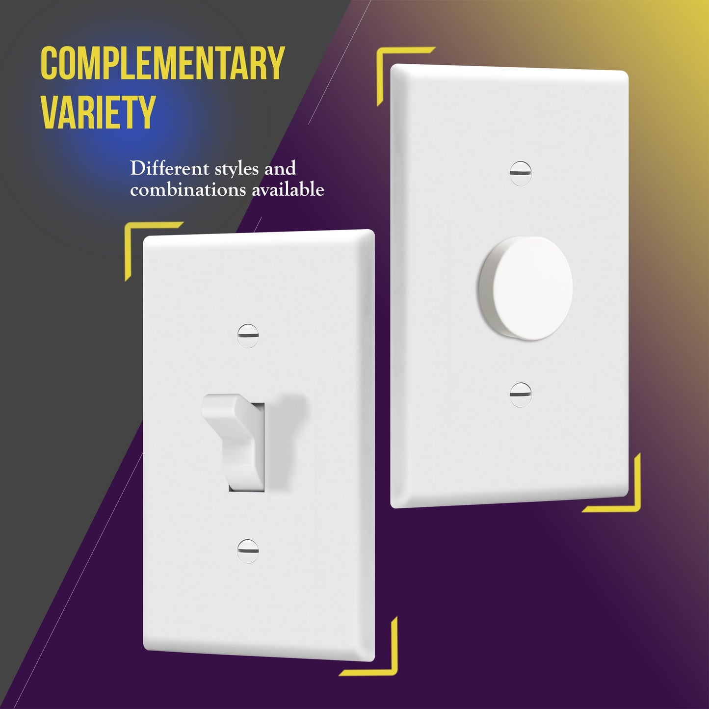 ENERLITES Mid-Size Toggle Light Switch Wall Plate Covers, Gloss Finish, Single Gang 4.88" x 3.11", Unbreakable Polycarbonate Thermoplastic, UL Listed, 8811M-W-5PCS, White, 5 Pack
