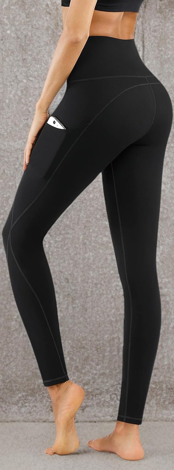 PHISOCKAT High Waist Yoga Pants - 2 Pack Tummy Control Leggings with Pockets | 4-Way Stretch Workout Gear