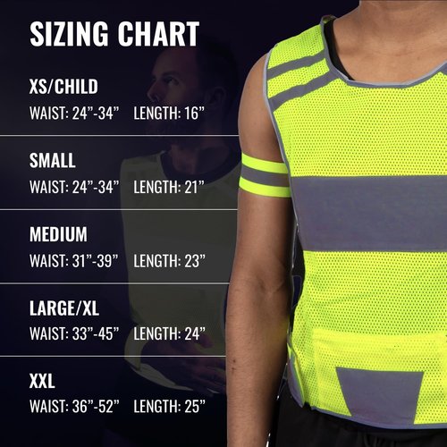 247 Viz Mesh Reflective Vest with Inside Pocket - High Visibility Reflective Running Gear Safety Vest Straps for Men, Women,Kids, for Night Running, Walking, & Cycling