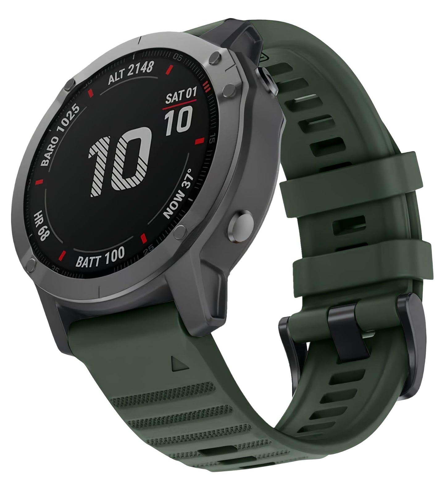 OUTVI 26mm watch band compatible with garmin fenix 5x 6x Pro 7x 3 hr rugged silicone quick fit 26 strap replacement for Epix Pro Gen 2 51mm Enduro 2 Descent Mk2 Mk2i Mk3i tactix men women Army Green