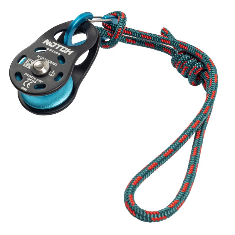 Notch Micro Pulley Combo Includes Micro Pulley, Micro Carabiner & 5mm Accessory Cord, Midline Attachable, Use with Lines up to ½” (13mm) (50096)